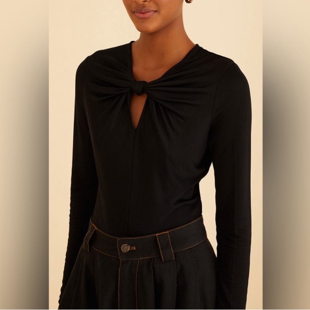 Farm Rio Black Long Sleeve Bodysuit